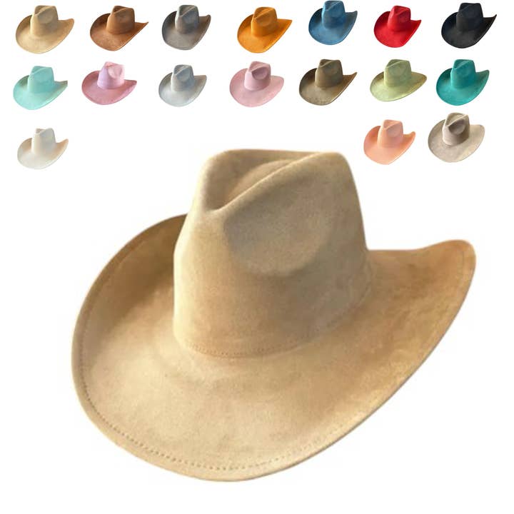 Portia Hat - Wholesale Cowboy Hat - Unisex - Best Seller!! Fashion Vegan Suede Cowboy Hat