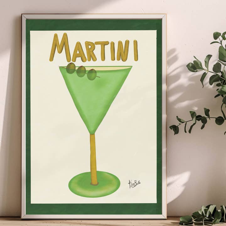 Martini Art Print - Kitchen or Bar Wall Art Original for wholesale by Sweet Sketches