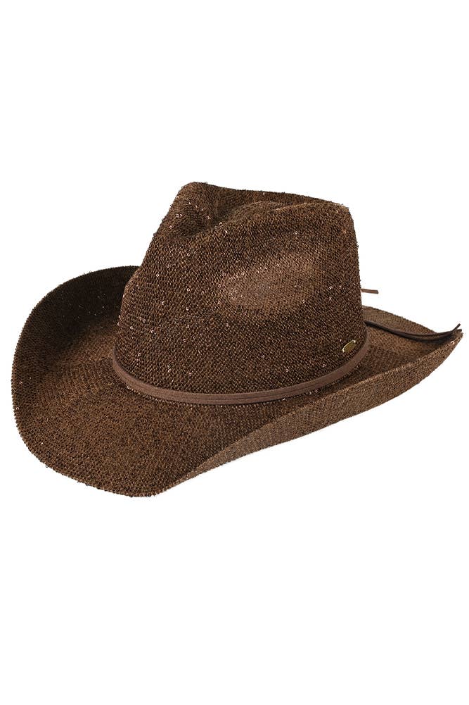 Hana - Vente Chapeau de cowboy – femme - Chapeau de cowboy à paillettes C.C12