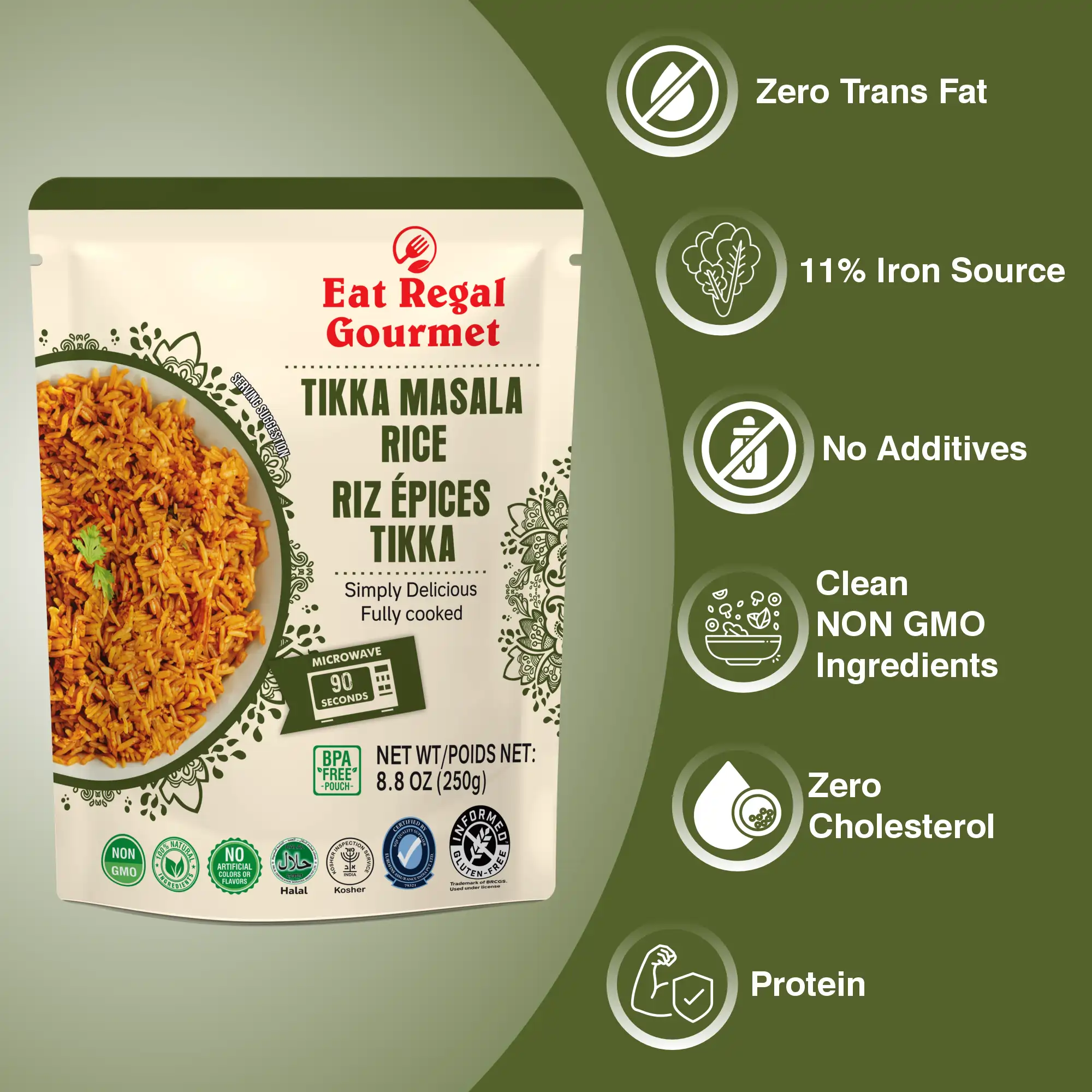 Regal Kitchen Foods - Wholesale Rice - Eat Regal Tikka Masala Rice Pouch, 8.8 oz3