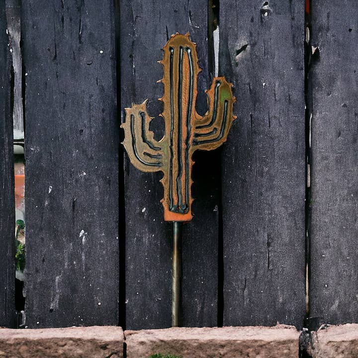 Cactus lawn stake garden patio decorations southwest eco USA for wholesale by Iron Jewel