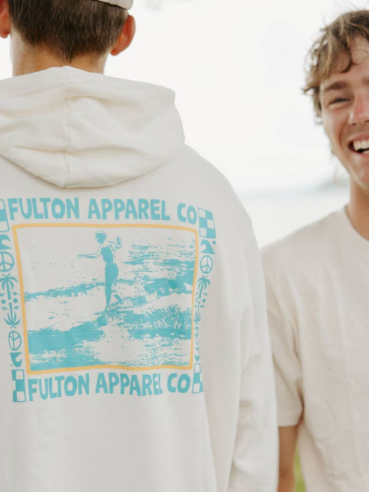 Old School Surfer Bonfire Hoodie for wholesale by Fulton Apparel Company