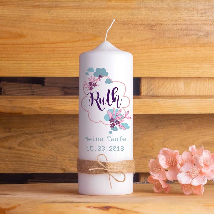 Dopljus för flicka | 15–30 cm höjd | Personligt med namn för wholesale av Die Kerzenwerkstatt