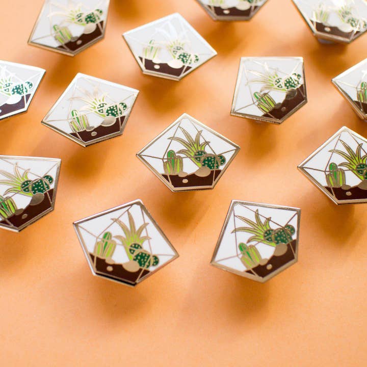 Diamond Terrarium Enamel Pin for wholesale by Finest Imaginary
