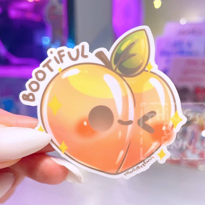 Bootiful, Cheeky, Melocotón Lindo Pegatina Fruta Melocotón para venta al por mayor de ThingsByZenn