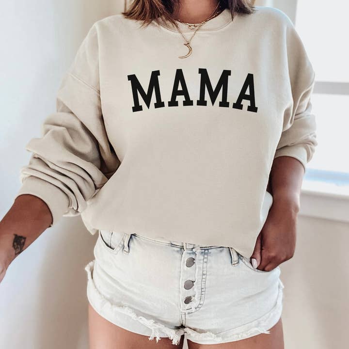 G & J Avenue - Wholesale Graphic Sweatshirt - Women's - MAMA Graphic Sweatshirt | Preppy Mom Crewneck Sweatshirt6
