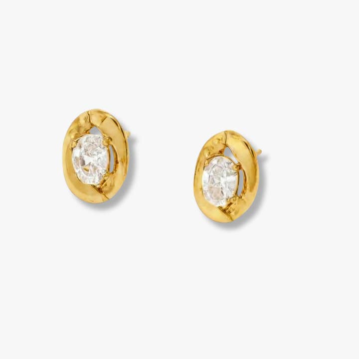 Valentina Organic Oval Bezel Stud for wholesale by Liv Bella Vita | European Inspired Waterproof Jewelry
