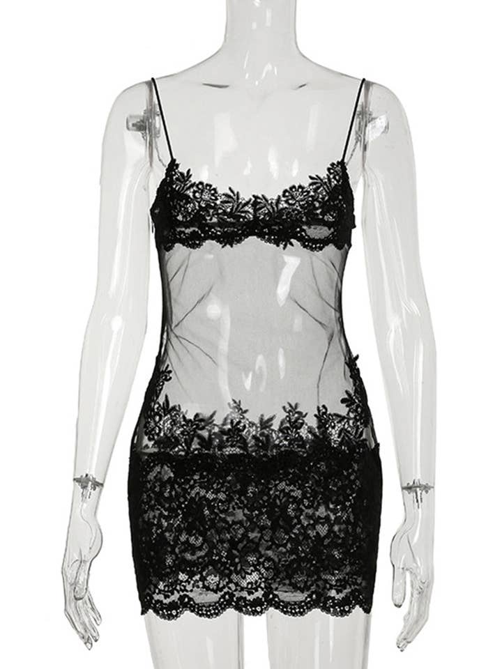 Mccolin - Wholesale Dress - Women's - Lace Overlay Sheer Casual Dress4