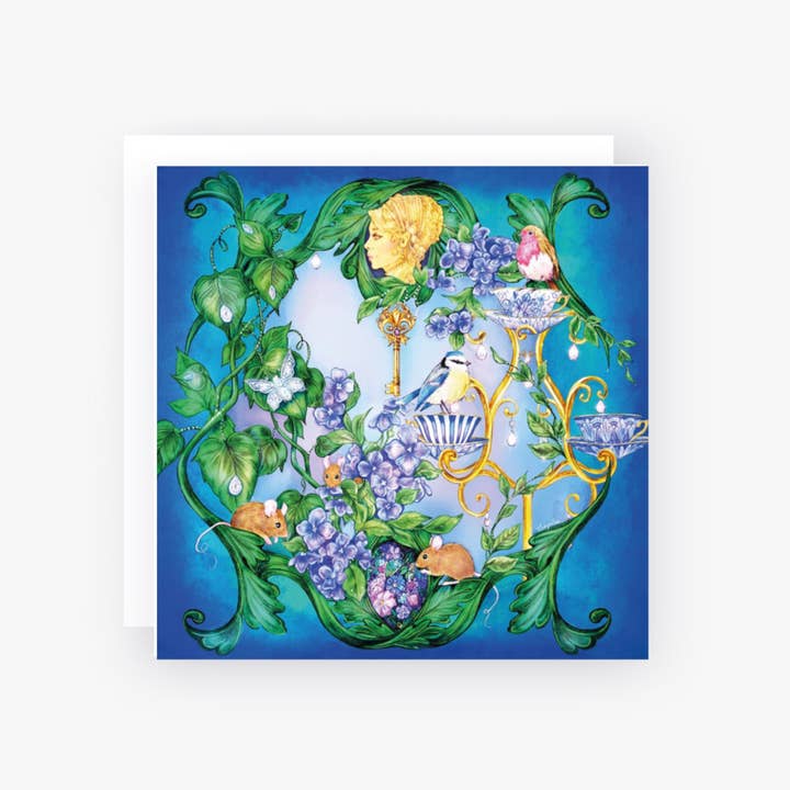 Secret Garden Illustrated Greeting Card (148mm Square) for wholesale by Alexandra Rose Illustration