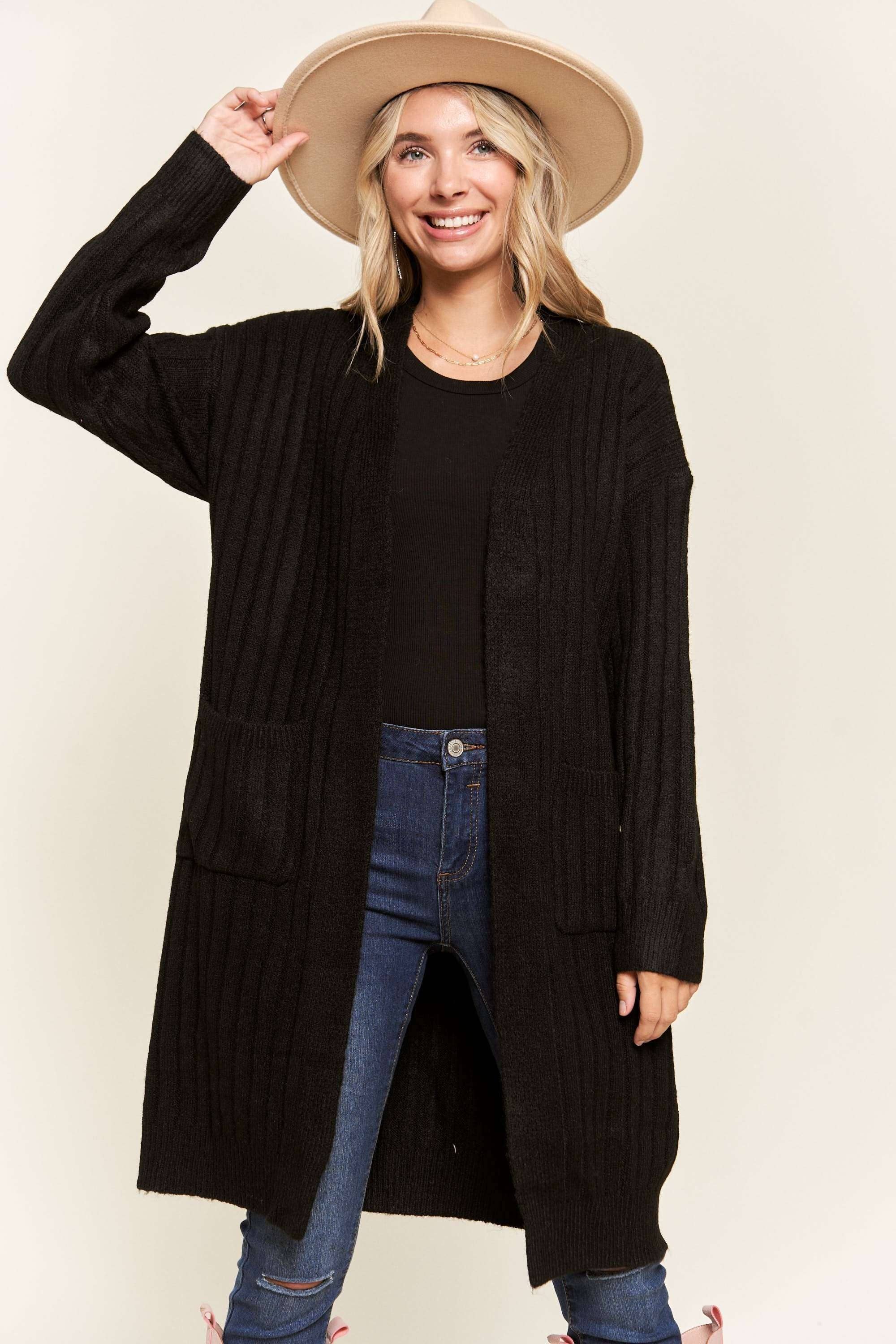 Madelyn - Wholesale Cardigan - Women's - LESW2616-CABLE KNIT OPEN CARDIGAN15