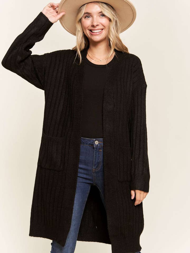 Madelyn - Wholesale Cardigan - Women's - LESW2616-CABLE KNIT OPEN CARDIGAN15