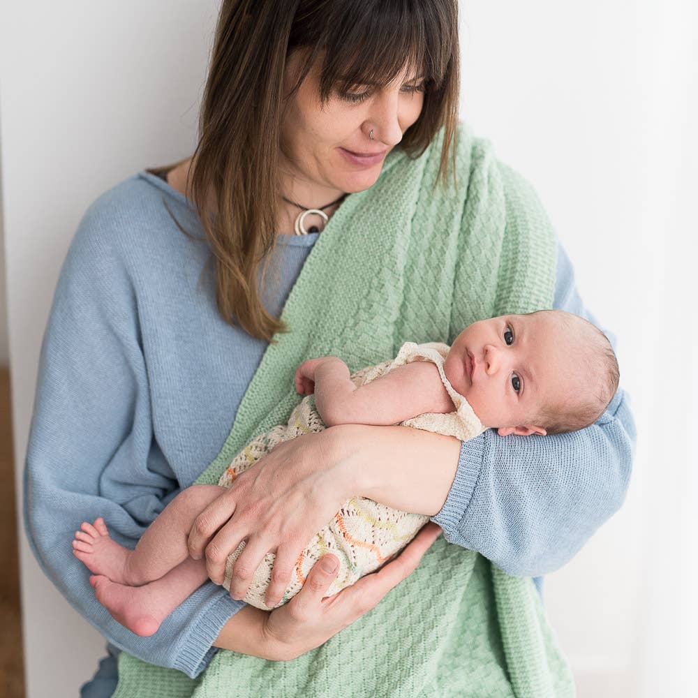 micu micu - Vendita all'ingrosso Coperta - Bambini e neonati - Coperta morbida reversibile verde a canali per neonati4