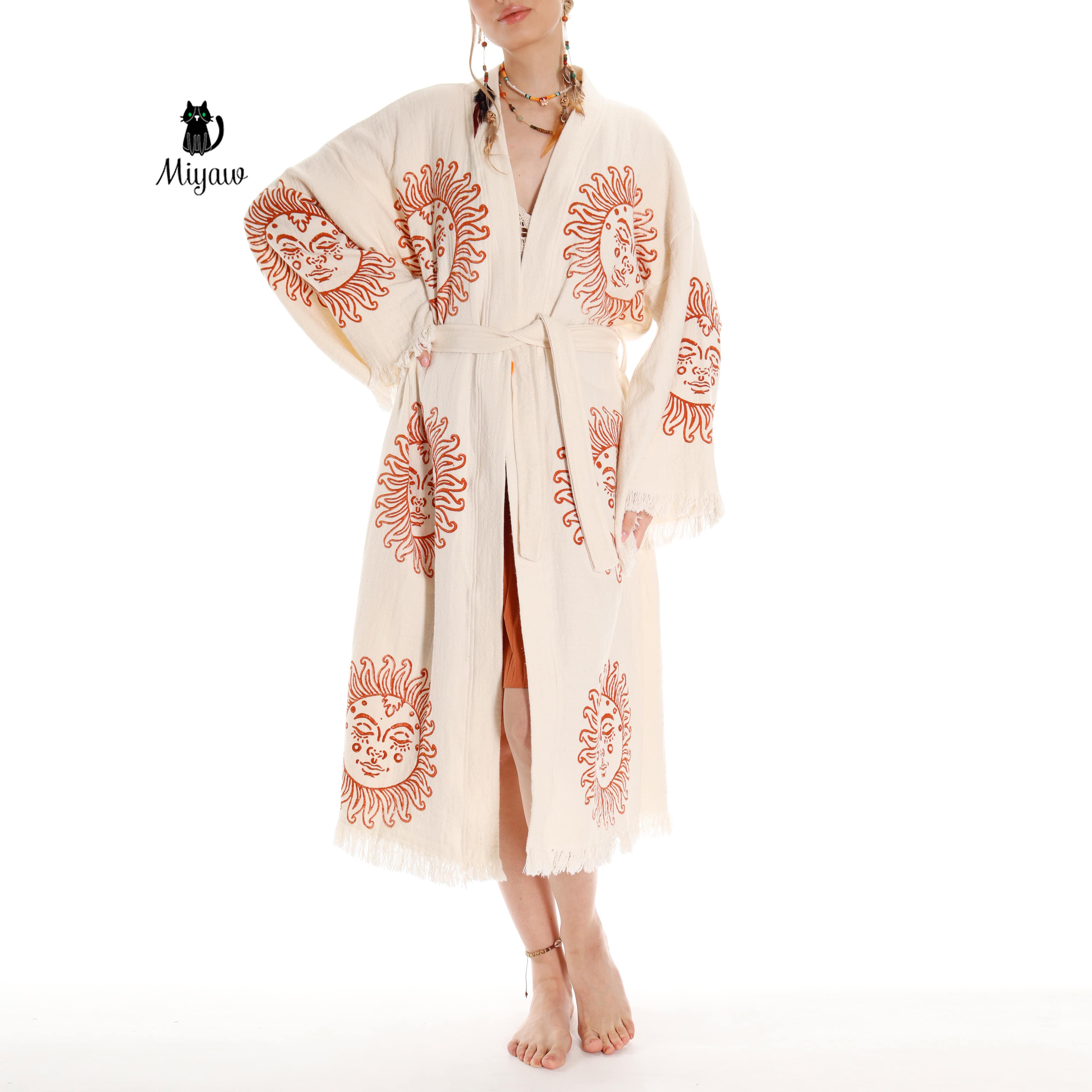Beige Unique Sun Kaftan: Eco-Friendly Organic Cotton for wholesale on Faire3