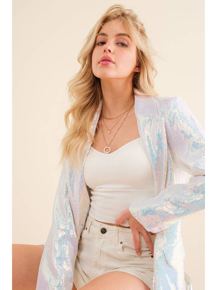 IRISEREND WIT 22725J - Blazerjack met iriserende pailletten voor één vriendje voor groothandel op Faire1