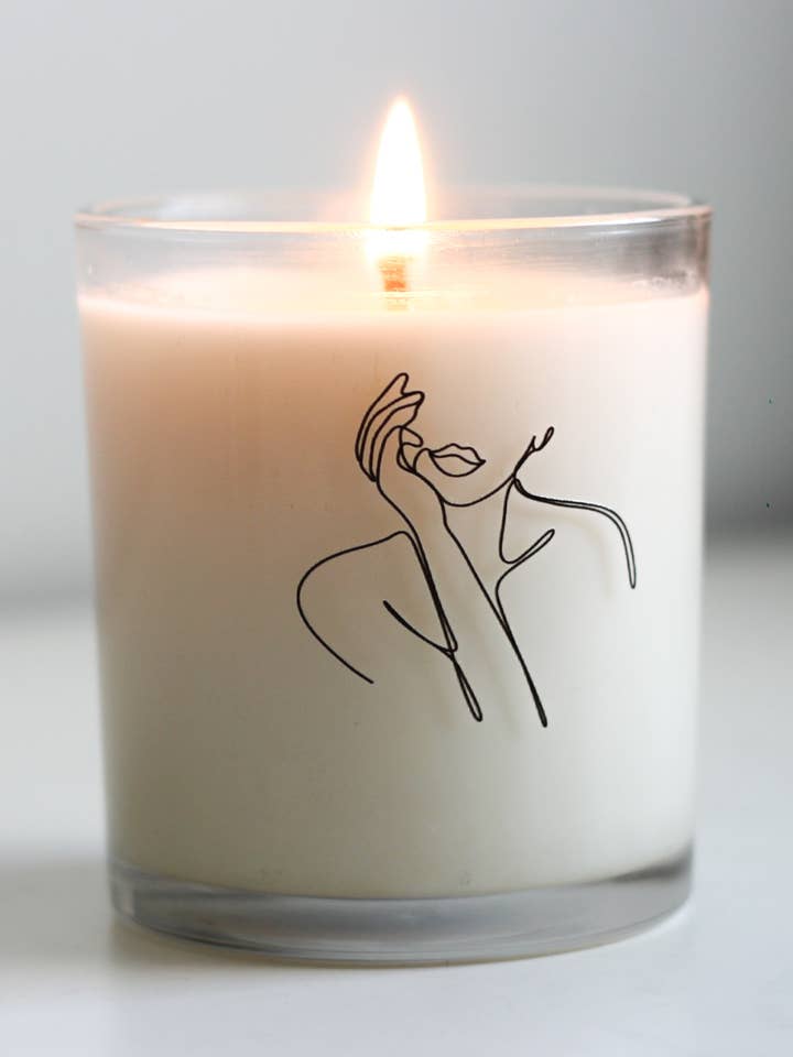 8oz Line Art Soy Candles made with Pure Essential Oils for wholesale by SCENTS BY FAY