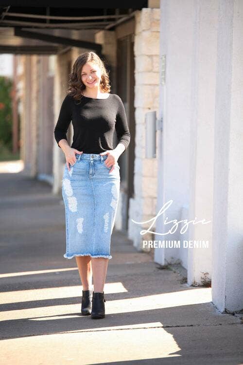 Beautiful One Modest – wholesale Skirt – Women’s – Lizzy Premium Denim Skirt1