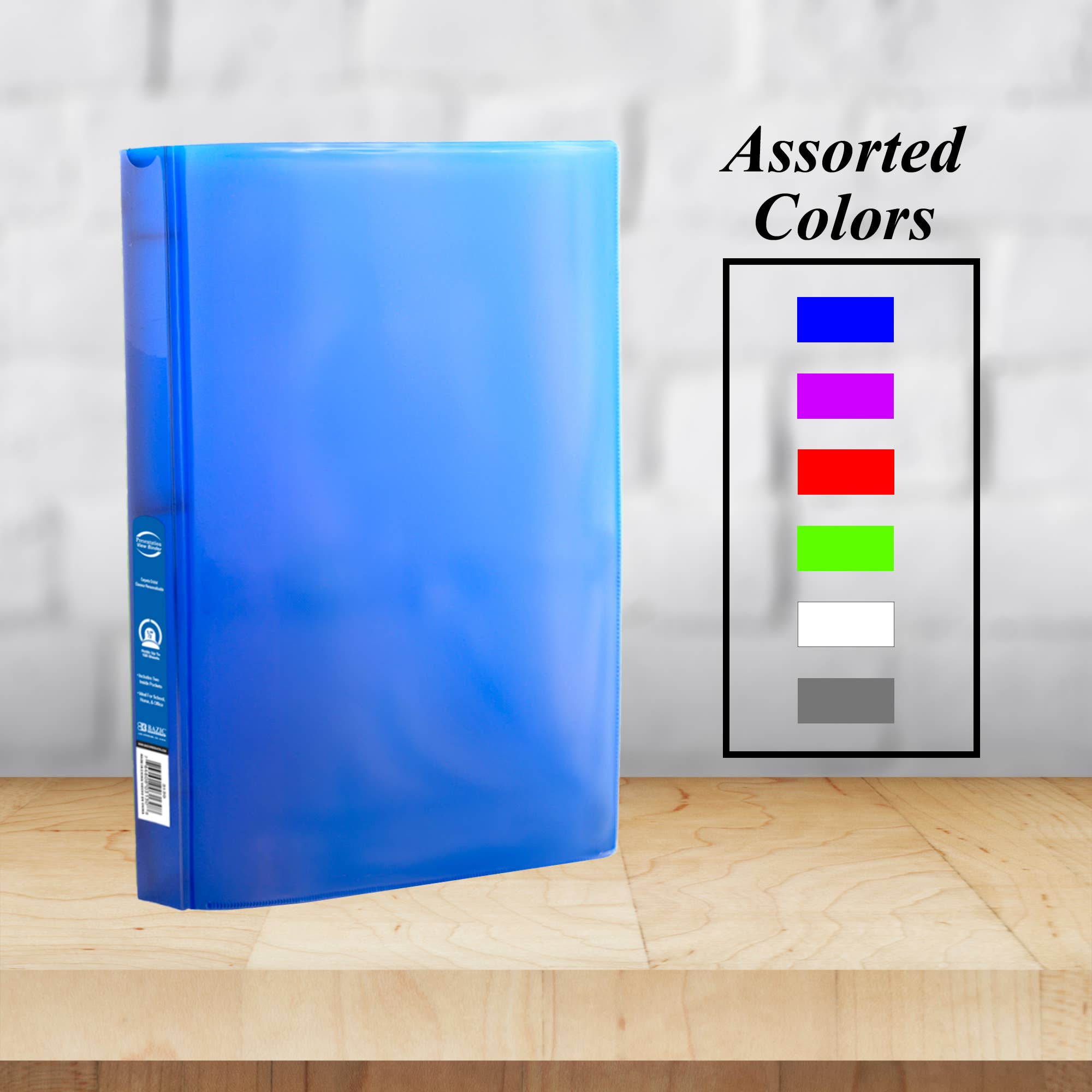 BAZIC Products - Wholesale Binder - 0.5" Poly 3-Ring View Presentation Binder w/ Pocket4