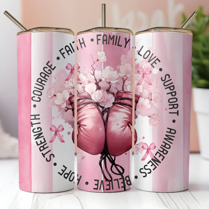 Pink Gloves Tumbler for wholesale by The Potted Oasis