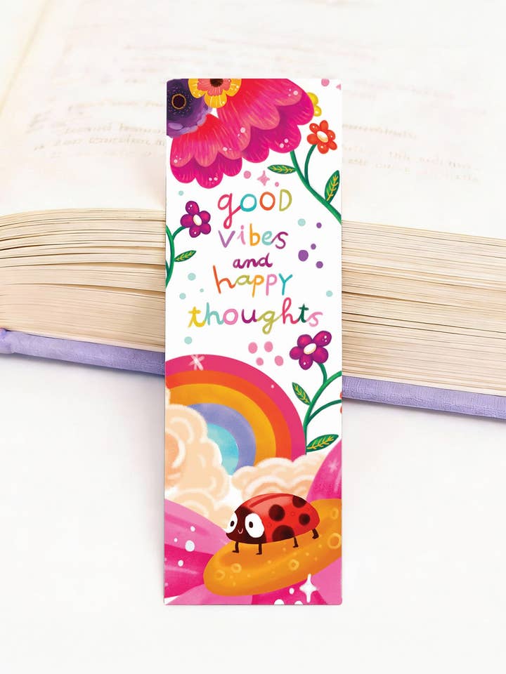 Segnalibro pensieri felici citazione motivazionale amanti dei libri lettura per la vendita all'ingrosso da parte di Aniet Illustration