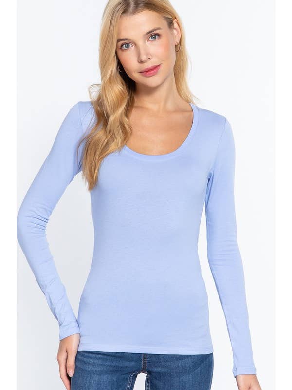 Active Basic | Active USA - Wholesale Knit Top - Women's - Long Sleeve Scoop Neck Top