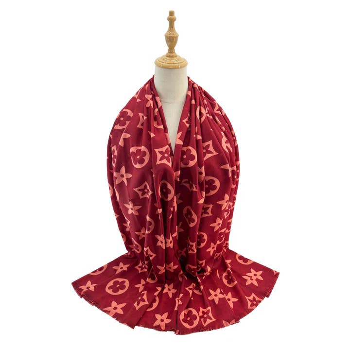 Strathurie - Wholesale Scarf - Women's - Star Circle Scarf for Ladies. Burgandy