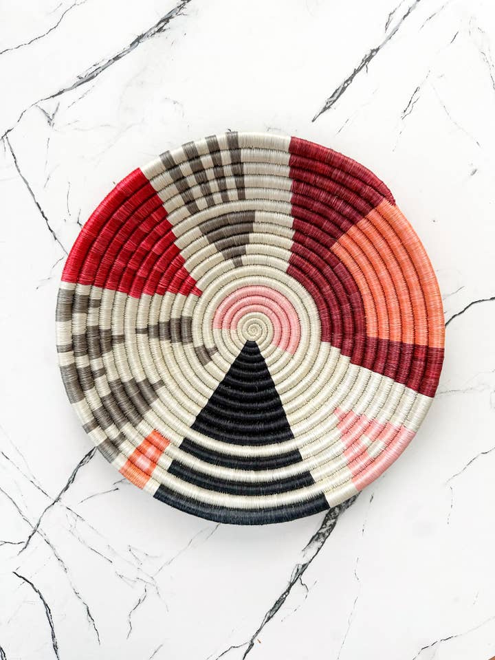 Colorful wall Basket with abstract pattern, woven bowl for wholesale by sifadesigns