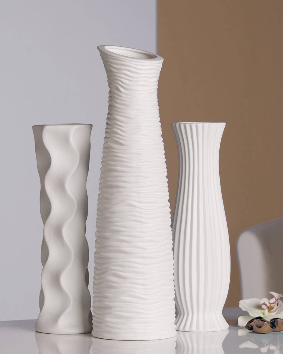 Gilde Handwerk Macrander GmbH & Co. KG - Wholesale Vase - Vase “Diverso” white, h.46cm, ceramic 3f.sort.
