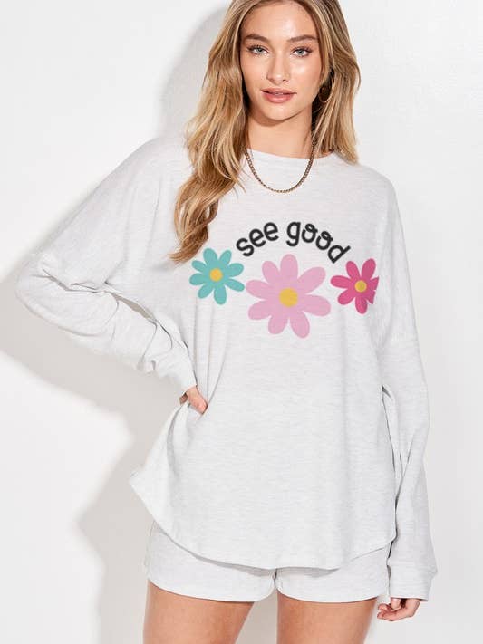 Conjunto de pantalones cortos de salón con estampado floral para venta al por mayor de MintChoco