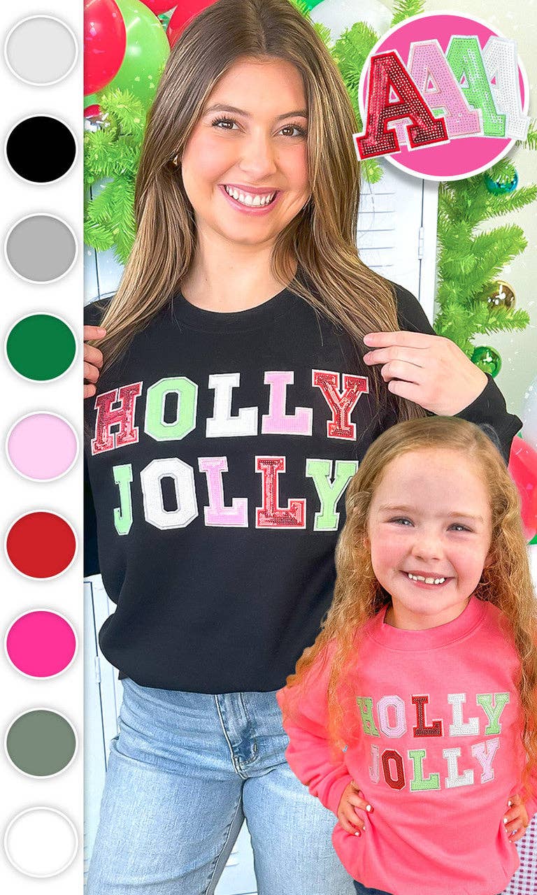 Sugar Stitch - Wholesale Sweatshirt - Women's - Holly Jolly Sequin Christmas Graphic Sweatshirt