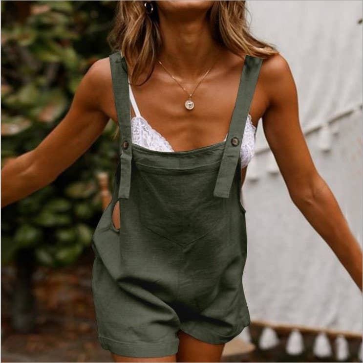 HIDDENBRAND - Wholesale Jumpsuit - Women's - Casual Button Shorts Overalls0