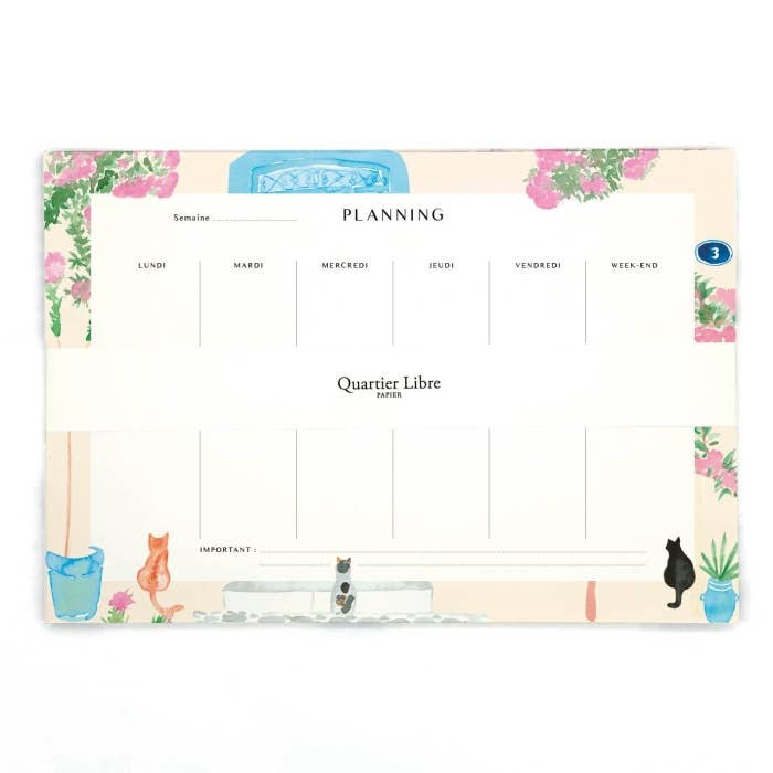 Schedule Number 3 Free Time ugeplanner med aftagelige planlægningssider for engroshandel hos Quartier Libre Papier