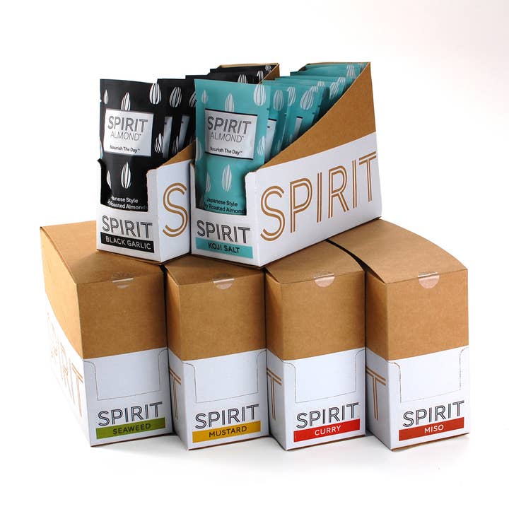 SPIRIT Almond - Wholesale Nuts - Black Garlic Almonds -- Retail Display Case