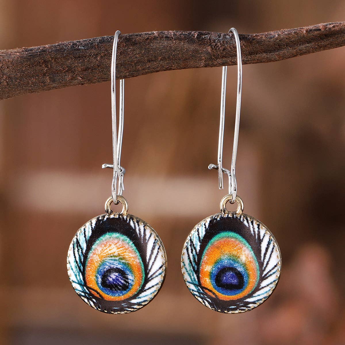 Magia Design - Wholesale Dangle Earrings - Bohemian Peacock Feather Earrings2