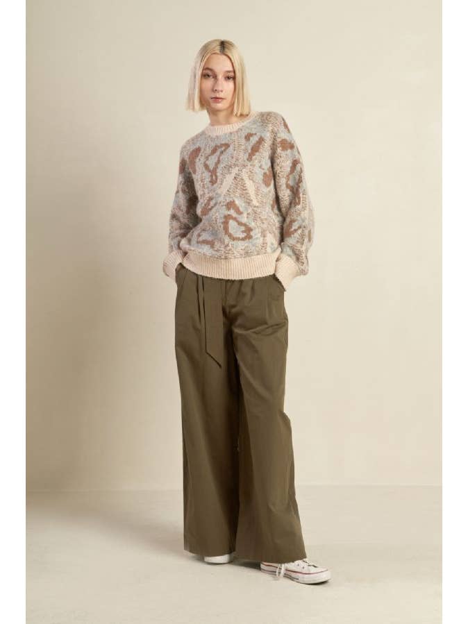 CREAM H GREY A jacquard pullover sweater - FSW1120 for wholesale on Faire