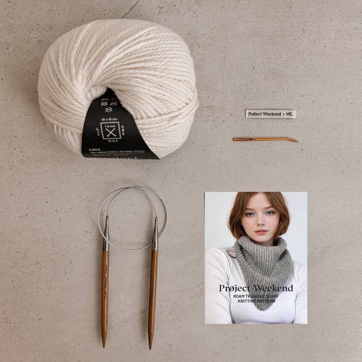 Project Weekend - Wholesale DIY Craft Kit - DIY BEGINNER KNITTING CRAFT KIT: ROAM TRIANGLE SCARF