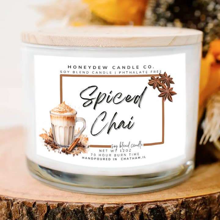 Spiced Chai 12 oz 3 Wick Candle for wholesale by Honeydew Candle Co.