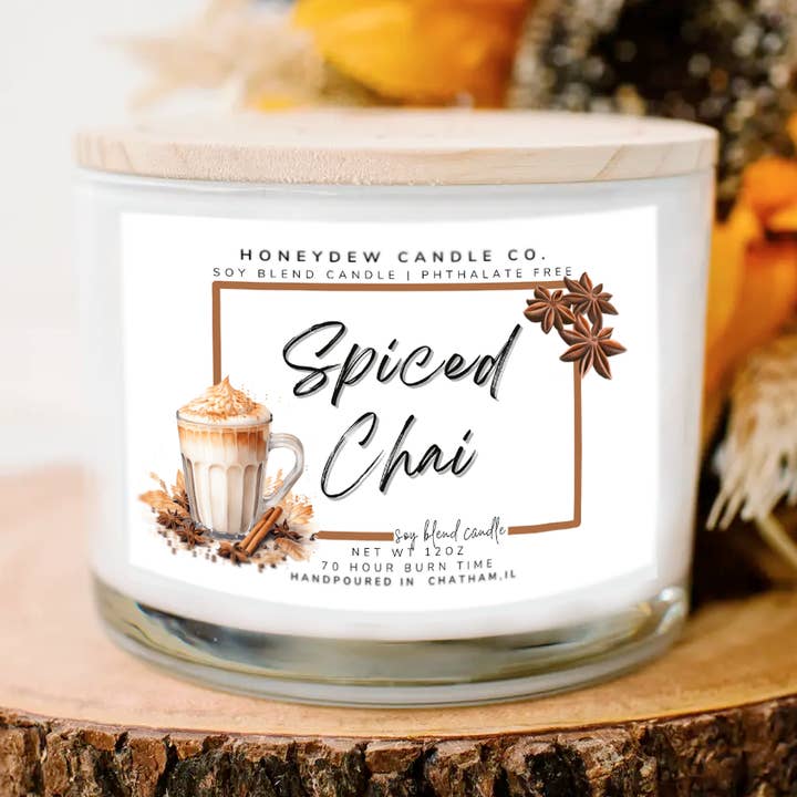 Spiced Chai 12 oz 3 Wick Candle for wholesale by Honeydew Candle Co.