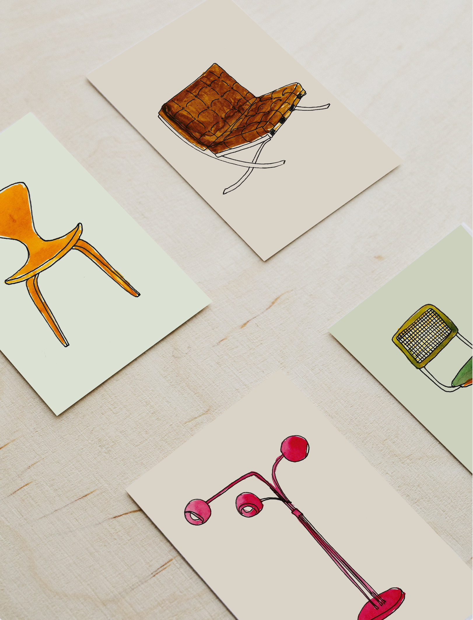 Honora Papers - Wholesale Postcard Set - Pack of 10 Postcards of Midcentuy-Modern Furniture Icons2