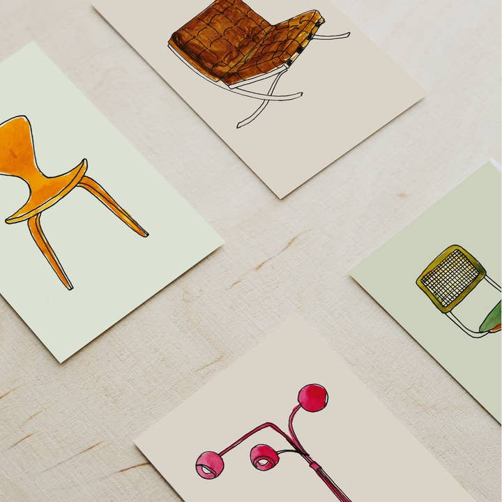 Honora Papers - Wholesale Postcard Set - Pack of 10 Postcards of Midcentuy-Modern Furniture Icons2