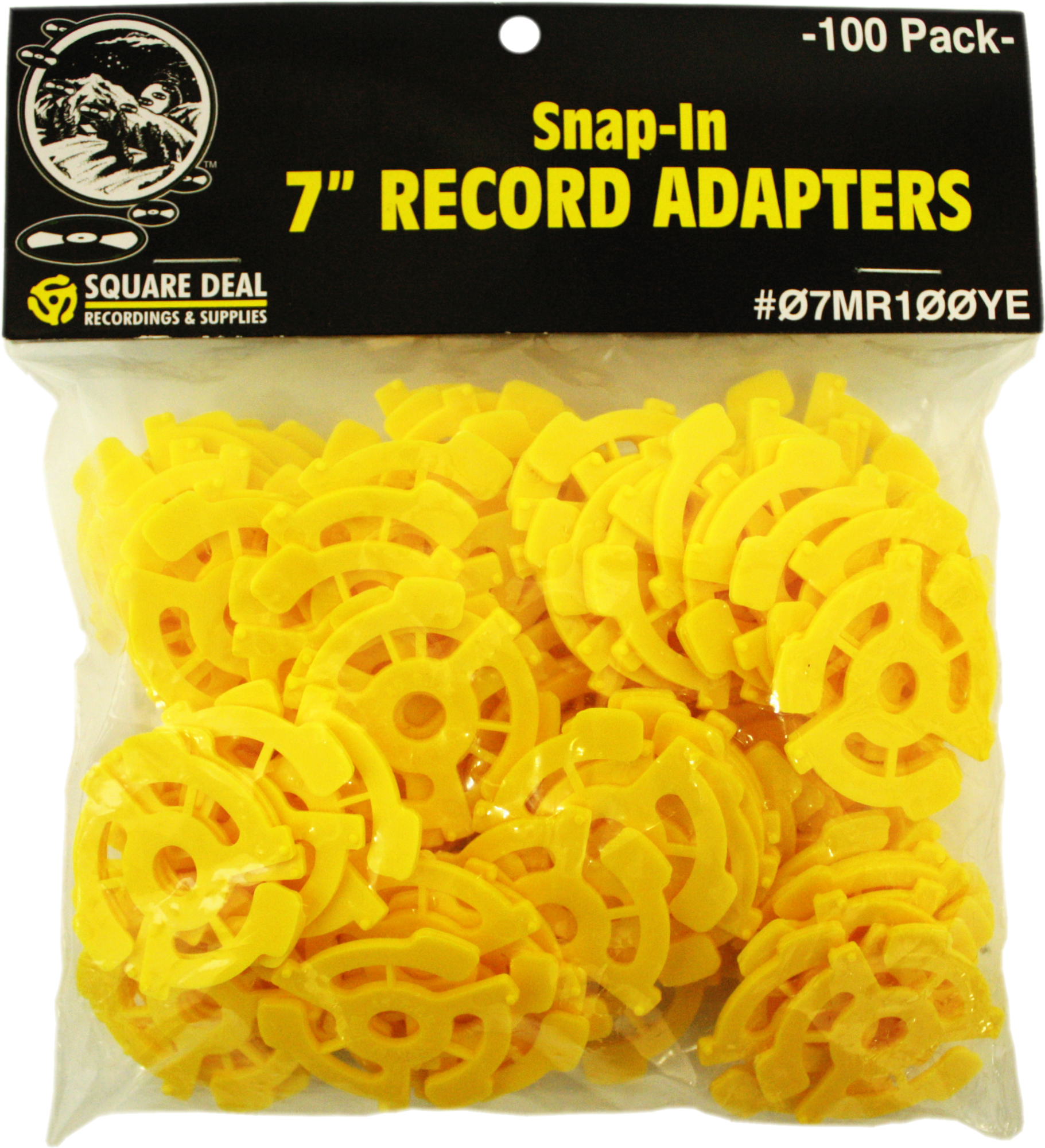 Square Deal Recordings & Supplies - Wholesale Music Accessory - 7" 45RPM Record Adapter - Flat Insert - 100 Pack - 4 Colors6