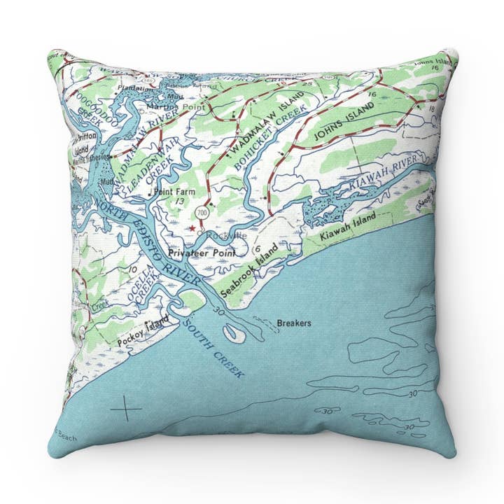 Seabrook Island South Carolina Map Pillow for wholesale by Daisy Mae Designs