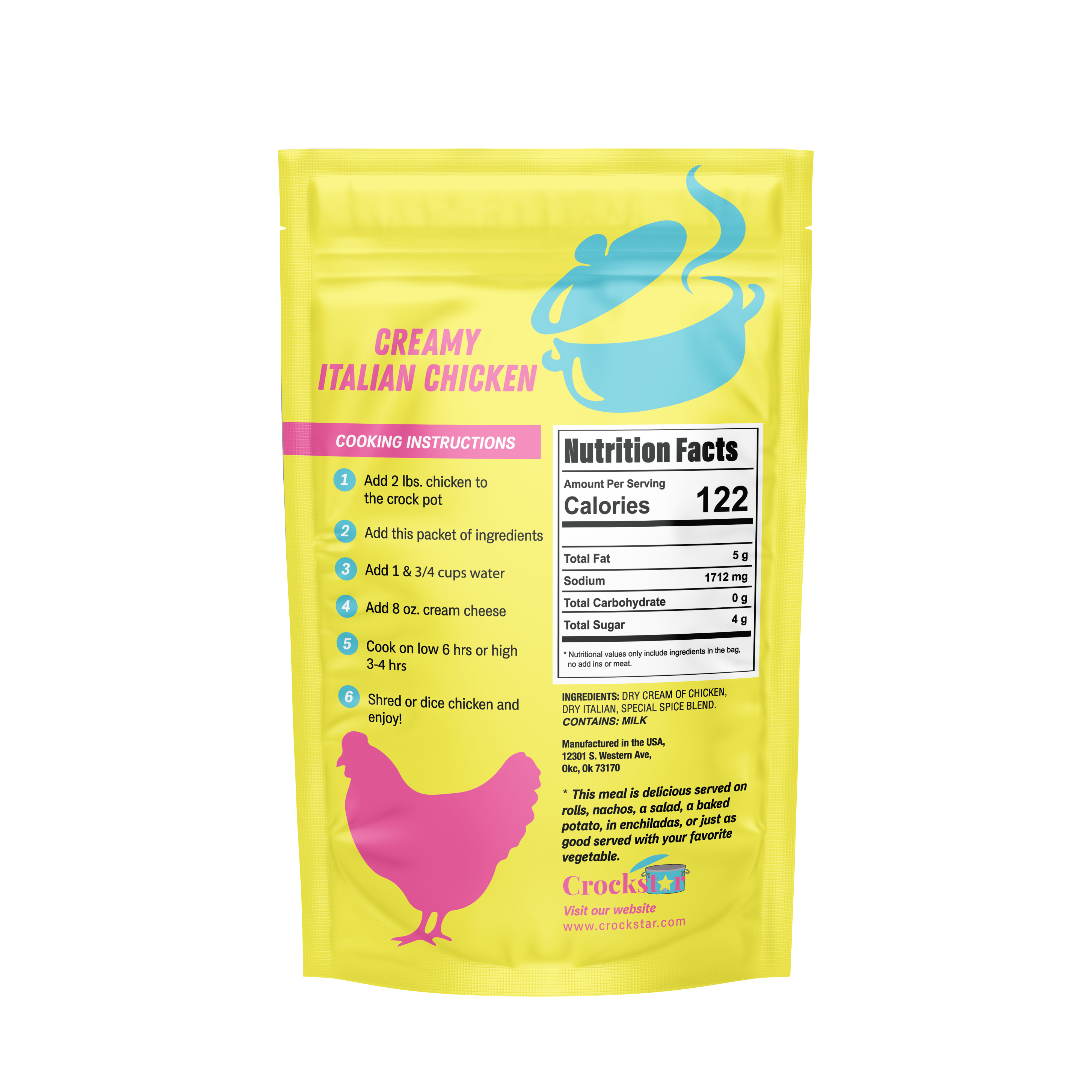 Crockstar Dinner Club - Wholesale Plank Stabiel Bereid Maaltijd - Romige Italiaanse kip1
