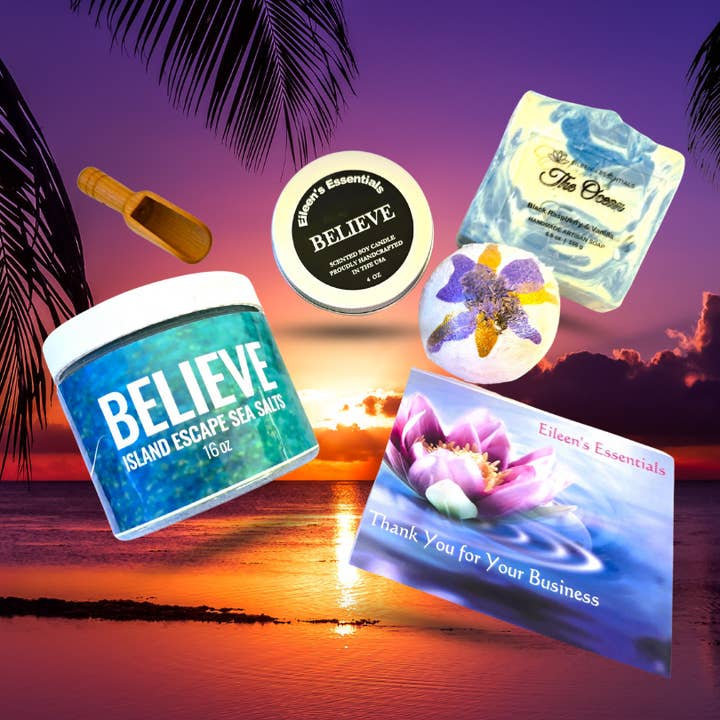 Spa Gift Set; BELIEVE (Island Escapes) Collection for wholesale by Eileen's Essentials, llc