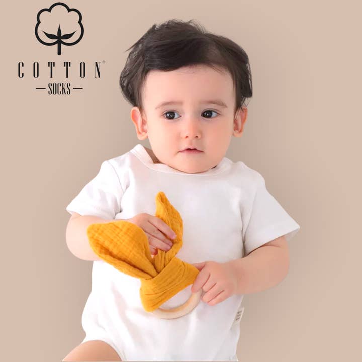 Cotton Socks - Wholesale Teether (Not Clip-On) - Baby - MC-04 Organic Cotton Muslin Teether 16 cm x 8 cm20