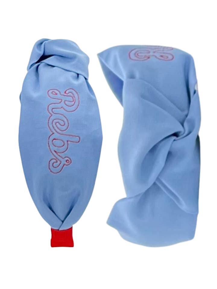 Rebs Monogram on Powder Blue for wholesale by Pretty Happies