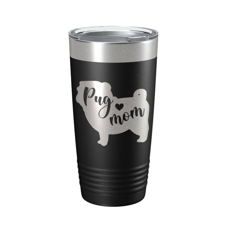 Mug de voyage Pug Mom Tumbler pour chien, cadeau, isotherme, gravé au laser, 20 oz pour la vente par CarveBright