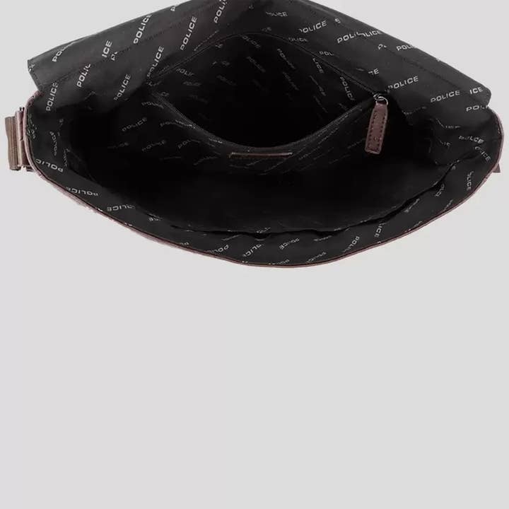 TWRC INC - Wholesale Messenger Bag - Unisex - POLICE Ostrich Polo Vegan Leather Messenger Bag- Brown3