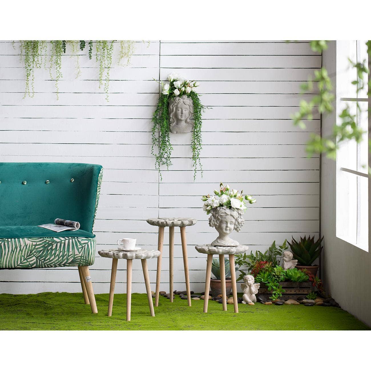 A&B Home Group Inc. - Wholesale Plant Pot - 8x4x9" Gray Cement Bust Wall Planter4