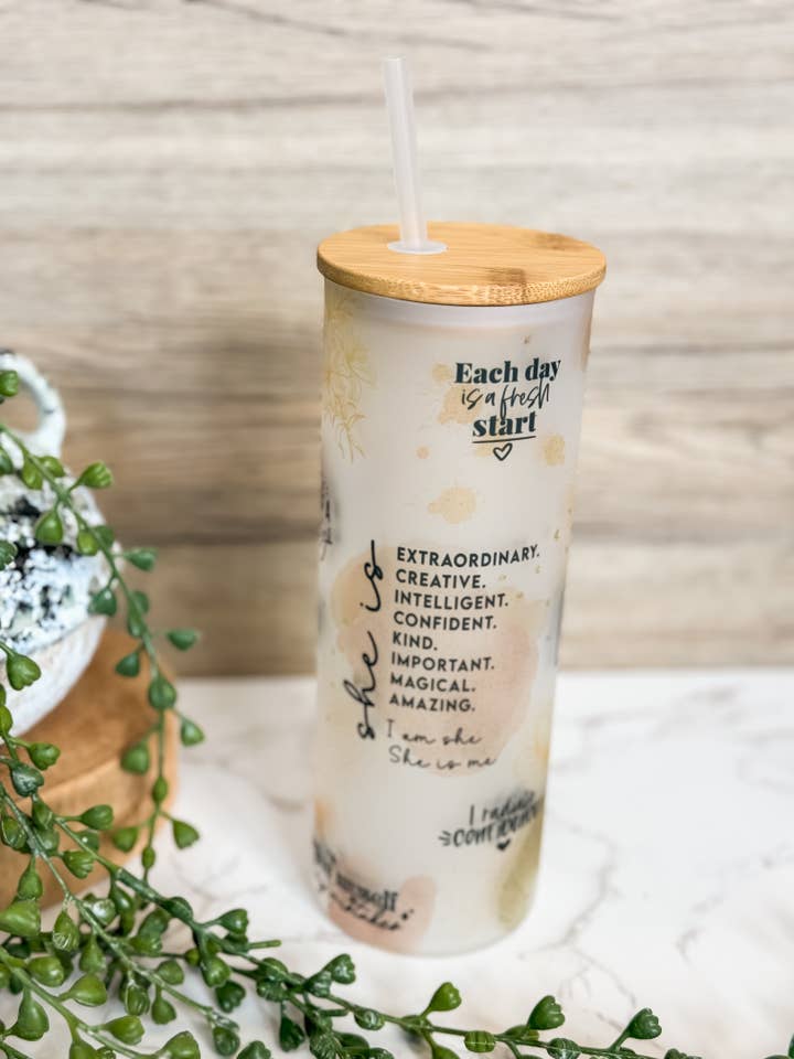 Tumbler Water Glass Iced Coffee Cup Gift for Her for wholesale by The Inspiration Haven