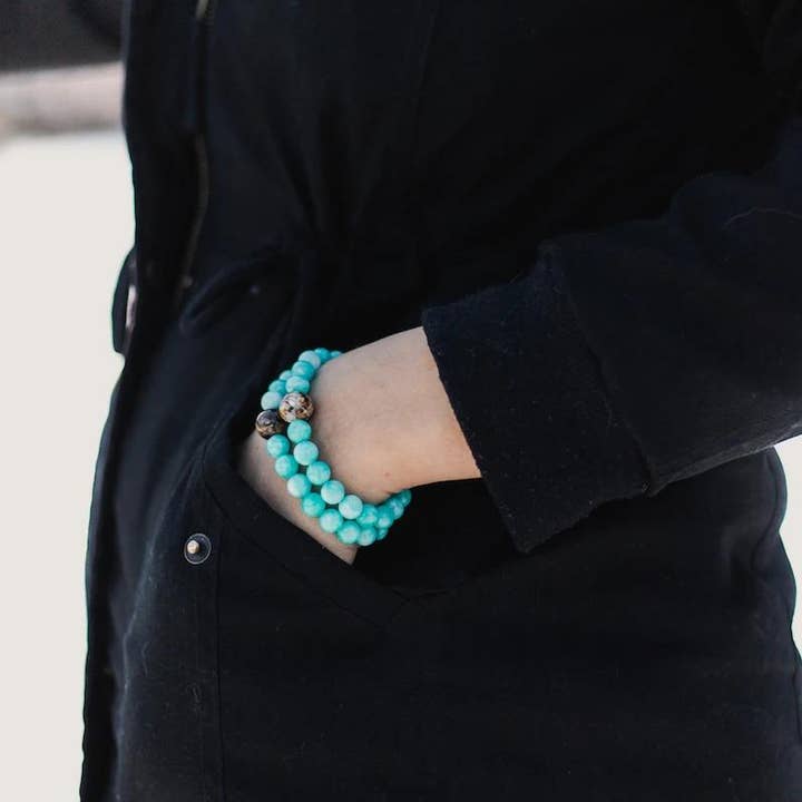Homes Bracelets - Vente Bracelet de perles - Portez un véritable morceau du lac Michigan : du jade turquoise1